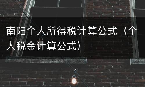 南阳个人所得税计算公式（个人税金计算公式）