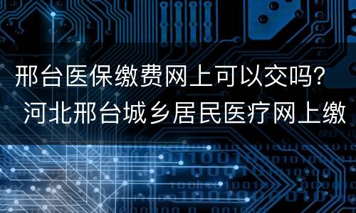 邢台医保缴费网上可以交吗？ 河北邢台城乡居民医疗网上缴费保险