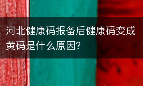 河北健康码报备后健康码变成黄码是什么原因？