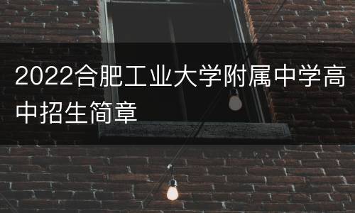 2022合肥工业大学附属中学高中招生简章