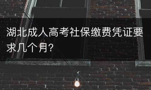 湖北成人高考社保缴费凭证要求几个月？