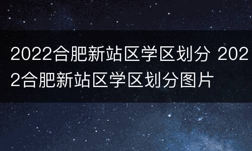 2022合肥新站区学区划分 2022合肥新站区学区划分图片
