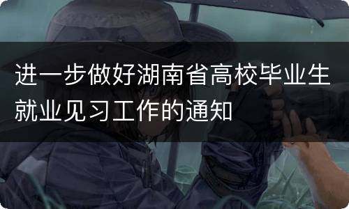 进一步做好湖南省高校毕业生就业见习工作的通知