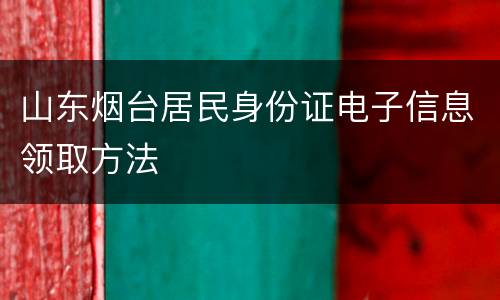 山东烟台居民身份证电子信息领取方法