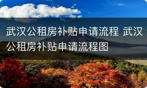 武汉公租房补贴申请流程 武汉公租房补贴申请流程图
