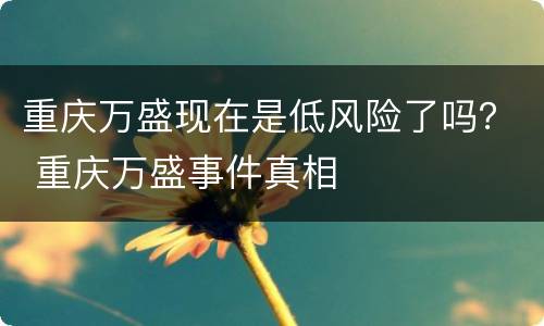 重庆万盛现在是低风险了吗？ 重庆万盛事件真相