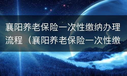 襄阳养老保险一次性缴纳办理流程（襄阳养老保险一次性缴纳办理流程视频）