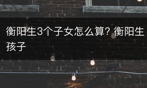 衡阳生3个子女怎么算? 衡阳生孩子