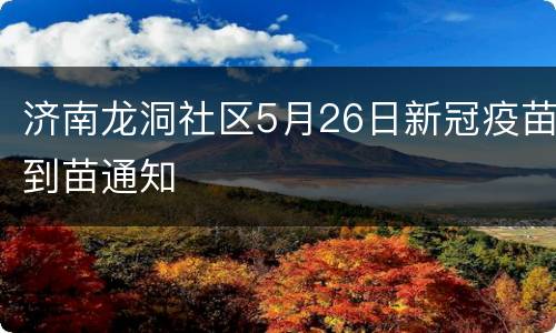 济南龙洞社区5月26日新冠疫苗到苗通知