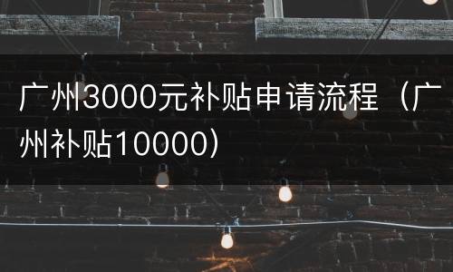 广州3000元补贴申请流程（广州补贴10000）