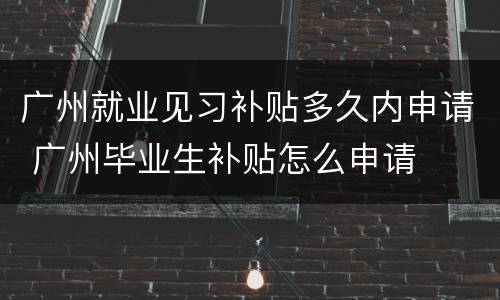 广州就业见习补贴多久内申请 广州毕业生补贴怎么申请