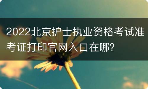2022北京护士执业资格考试准考证打印官网入口在哪？