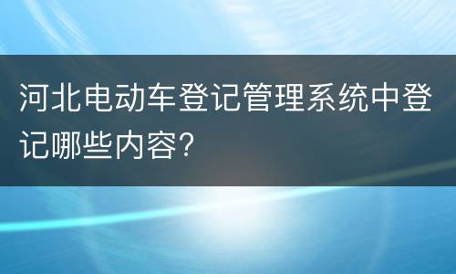 河北电动车登记管理系统中登记哪些内容?