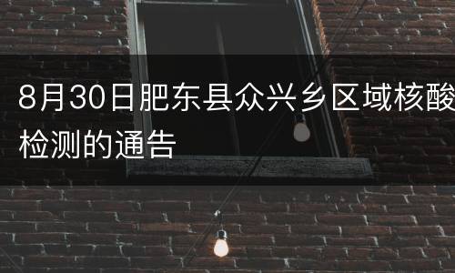 8月30日肥东县众兴乡区域核酸检测的通告