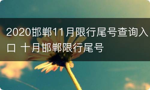 2020邯郸11月限行尾号查询入口 十月邯郸限行尾号