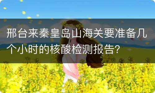 邢台来秦皇岛山海关要准备几个小时的核酸检测报告？