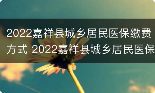 2022嘉祥县城乡居民医保缴费方式 2022嘉祥县城乡居民医保缴费方式查询