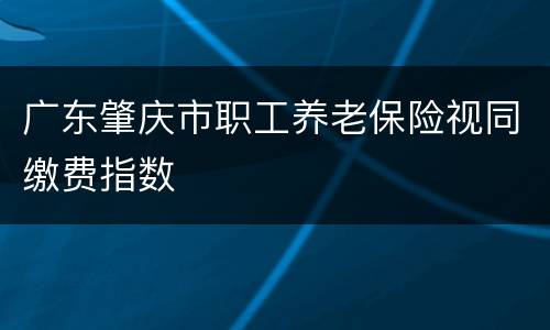 广东肇庆市职工养老保险视同缴费指数