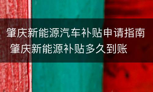 肇庆新能源汽车补贴申请指南 肇庆新能源补贴多久到账