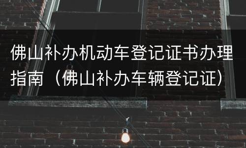 佛山补办机动车登记证书办理指南（佛山补办车辆登记证）