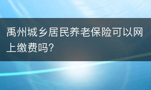 禹州城乡居民养老保险可以网上缴费吗?
