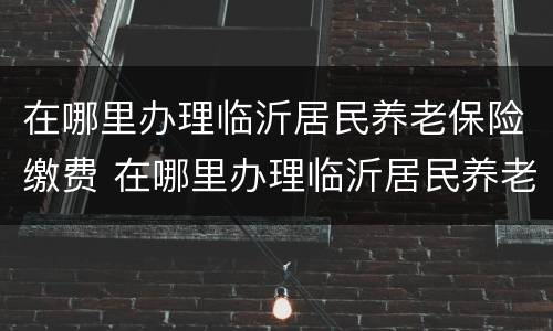 在哪里办理临沂居民养老保险缴费 在哪里办理临沂居民养老保险缴费凭证