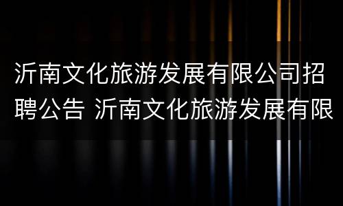 沂南文化旅游发展有限公司招聘公告 沂南文化旅游发展有限公司招聘公告最新
