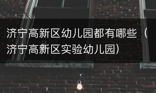 济宁高新区幼儿园都有哪些（济宁高新区实验幼儿园）