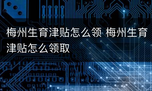 梅州生育津贴怎么领 梅州生育津贴怎么领取