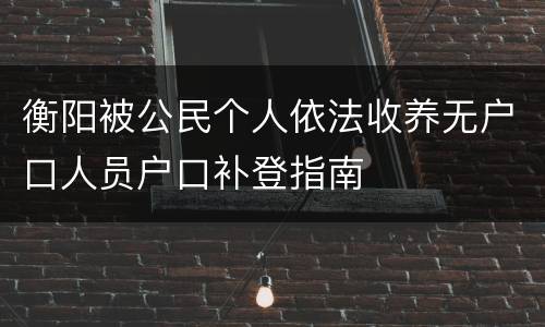 衡阳被公民个人依法收养无户口人员户口补登指南
