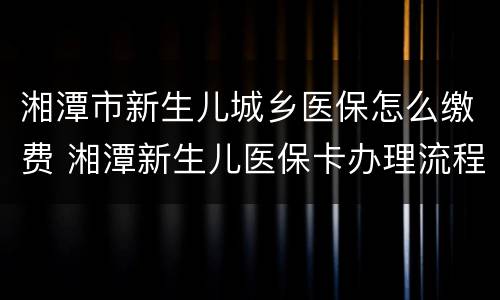 湘潭市新生儿城乡医保怎么缴费 湘潭新生儿医保卡办理流程