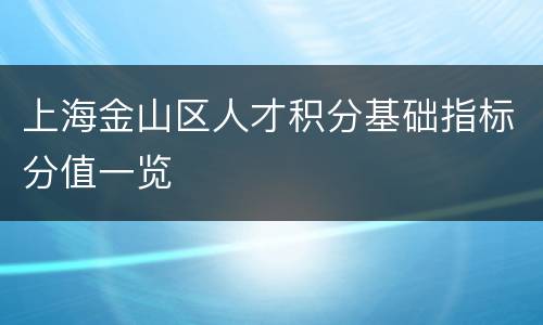 上海金山区人才积分基础指标分值一览