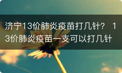 济宁13价肺炎疫苗打几针？ 13价肺炎疫苗一支可以打几针