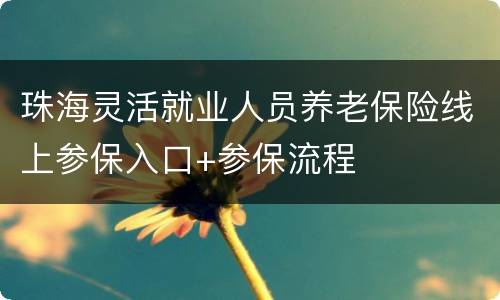 珠海灵活就业人员养老保险线上参保入口+参保流程