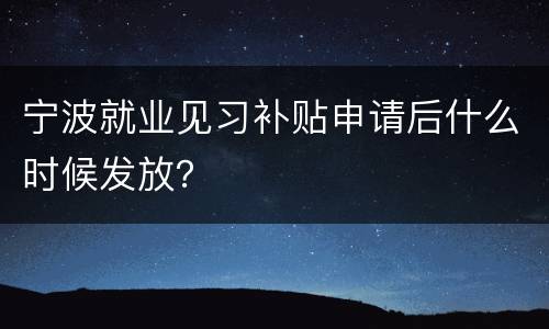 宁波就业见习补贴申请后什么时候发放？