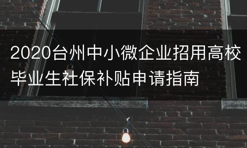 2020台州中小微企业招用高校毕业生社保补贴申请指南