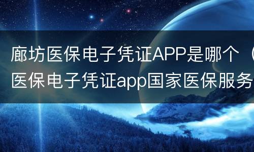 廊坊医保电子凭证APP是哪个（医保电子凭证app国家医保服务平台）