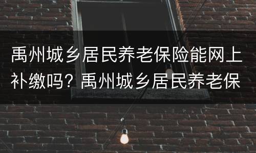 禹州城乡居民养老保险能网上补缴吗? 禹州城乡居民养老保险能网上补缴吗怎么操作
