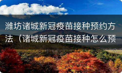 潍坊诸城新冠疫苗接种预约方法（诸城新冠疫苗接种怎么预约）