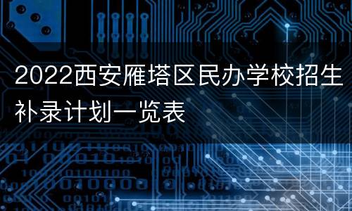 2022西安雁塔区民办学校招生补录计划一览表