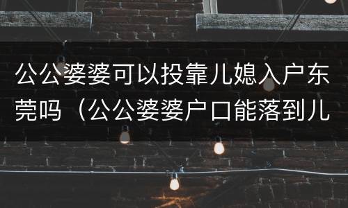 公公婆婆可以投靠儿媳入户东莞吗（公公婆婆户口能落到儿媳妇户口吗）