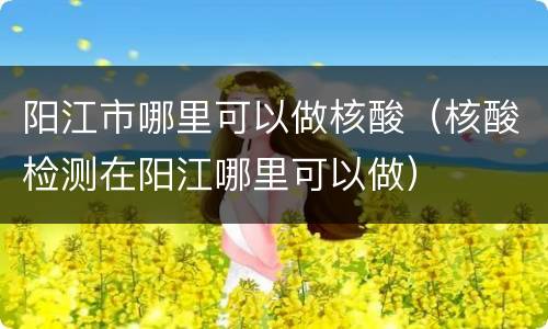 阳江市哪里可以做核酸（核酸检测在阳江哪里可以做）