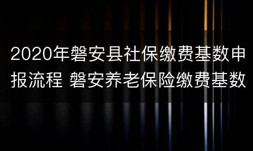 2020年磐安县社保缴费基数申报流程 磐安养老保险缴费基数
