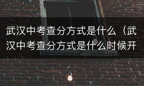 武汉中考查分方式是什么（武汉中考查分方式是什么时候开始）