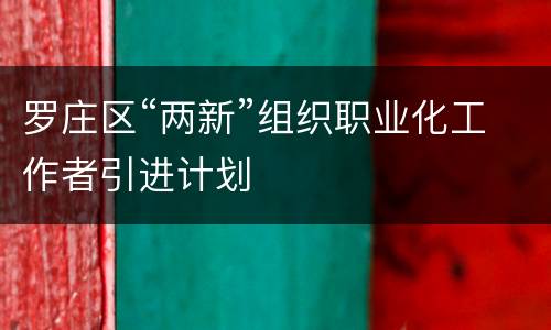 罗庄区“两新”组织职业化工作者引进计划