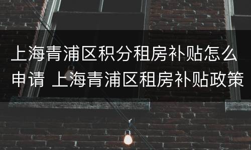 上海青浦区积分租房补贴怎么申请 上海青浦区租房补贴政策