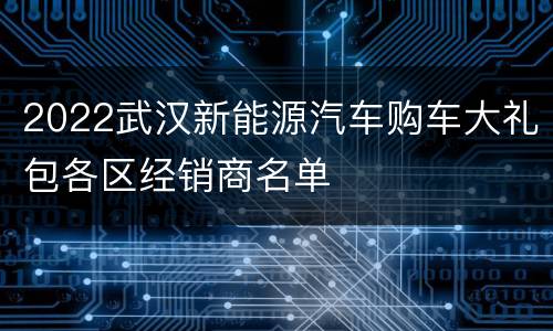 2022武汉新能源汽车购车大礼包各区经销商名单