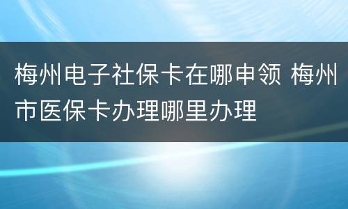梅州电子社保卡在哪申领 梅州市医保卡办理哪里办理