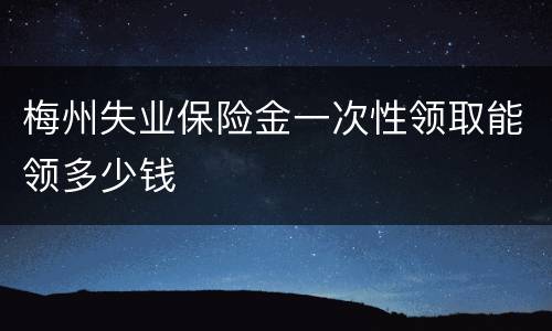 梅州失业保险金一次性领取能领多少钱