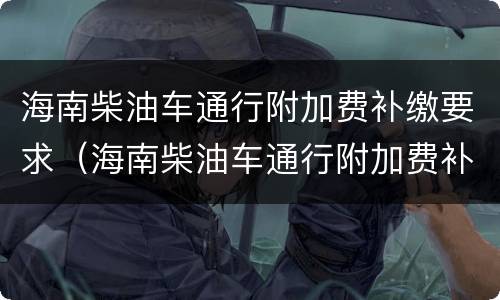 海南柴油车通行附加费补缴要求（海南柴油车通行附加费补缴要求）